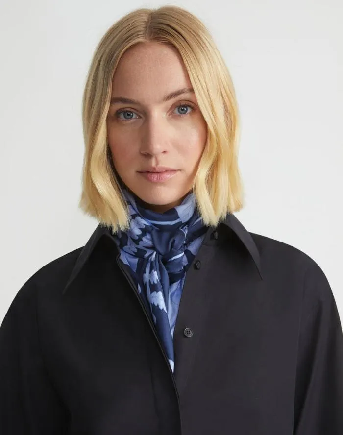 Accessories Flora Print Silk Diamond Scarf Midnight Blue Multi Lafayette 148 New York Wraps and Scarves