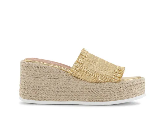 AccessoriesShoes GANNI Sandals Gold Smock Espadrille Wedge Sandals Gold