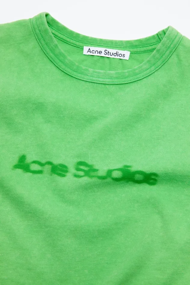 Acne Studios Blurred Logo Tshirt 8211 Fitted Unisex Fit Bright Green Men Tshirts