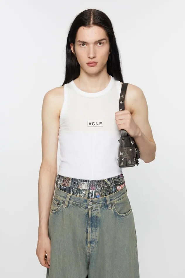 Acne Studios Logo Tank Top Optic White Men Tshirts