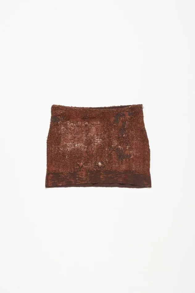 Acne Studios Mini Woven Skirt Rust Brown Women Skirts