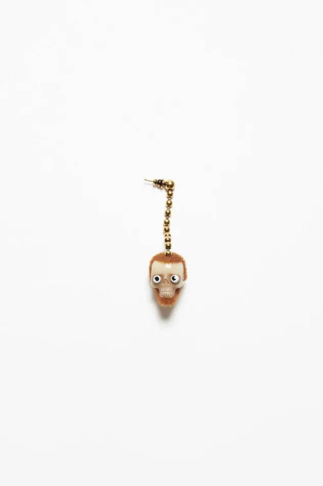Acne Studios Skull Pendant Earring Antique Goldbrown Men Jewellery