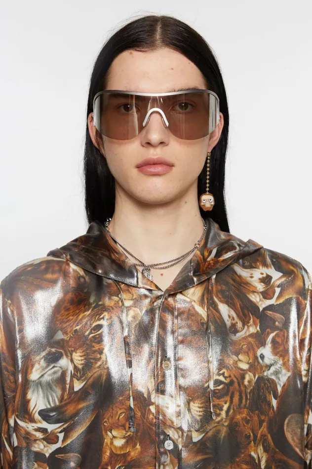 Acne Studios Skull Pendant Earring Antique Goldbrown Men Jewellery
