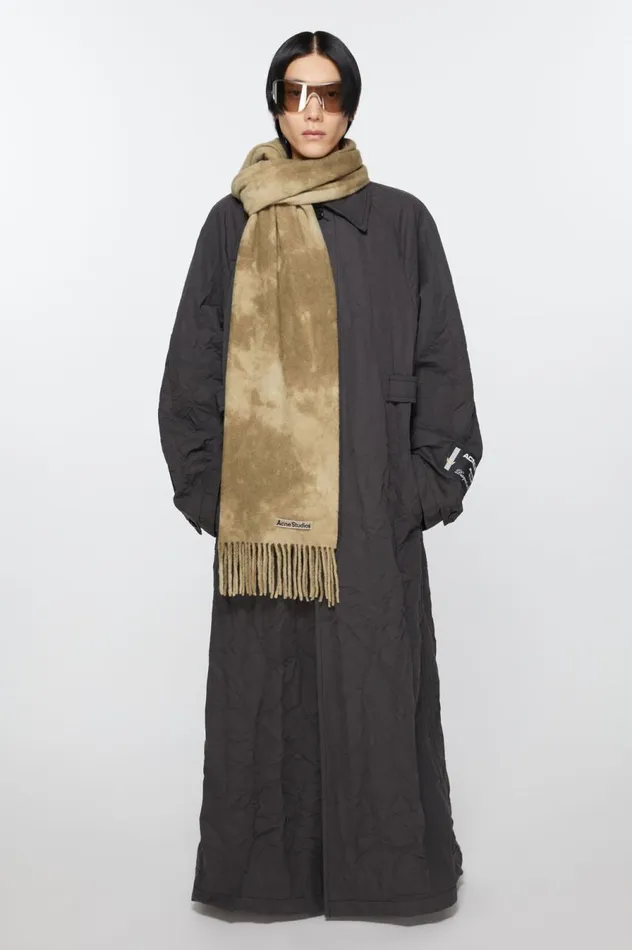 Acne Studios Tiedye Wool Scarf 8211 Narrow Khaki Green Women Scarves