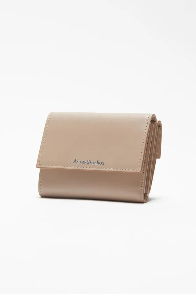 Acne Studios Trifold Leather Wallet Taupe Beige Men Small Leather Goods