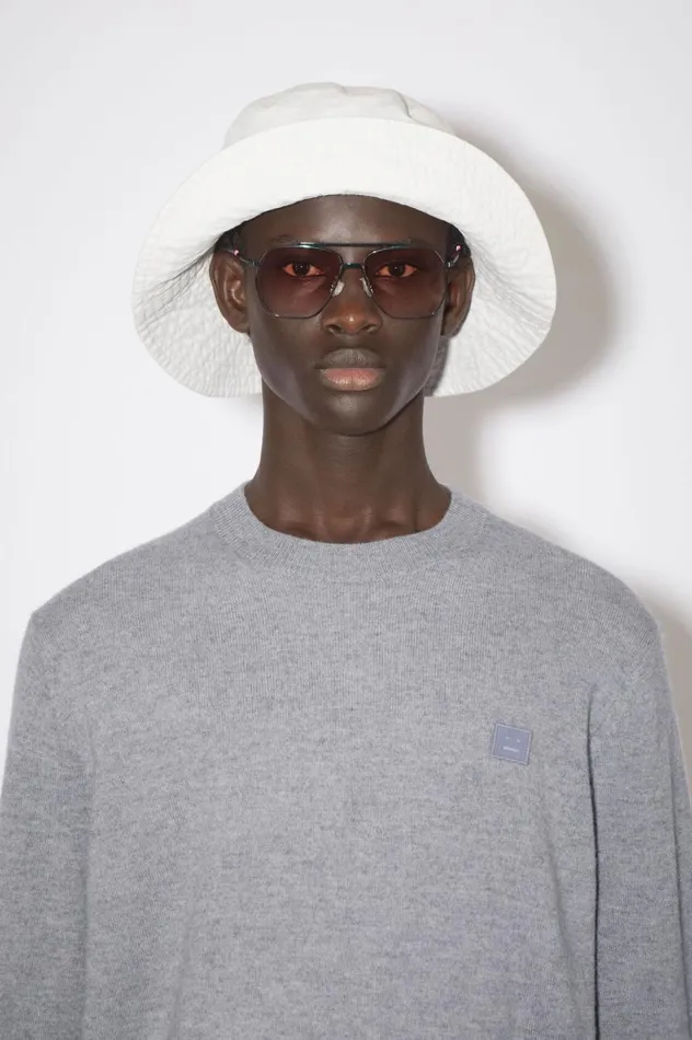 Acne Studios Wool Crew Neck Sweater Grey Melange Men Knitwear
