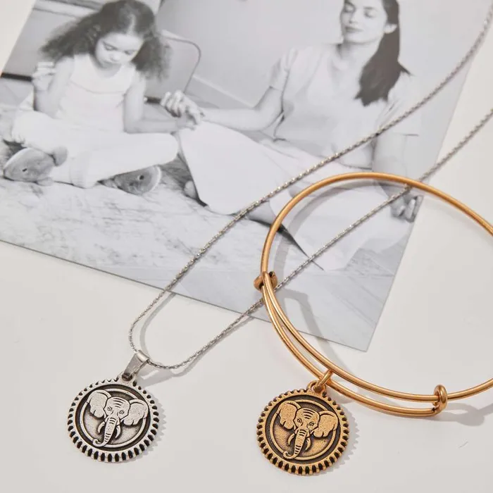 Bracelets Women Alex And Ani Elephant Embossed Charm Bangle Rafaelian Gold