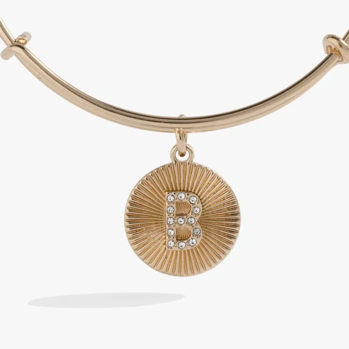 Bracelets Women Alex And Ani Initial B Pave Starburst Texture Bangle Gold