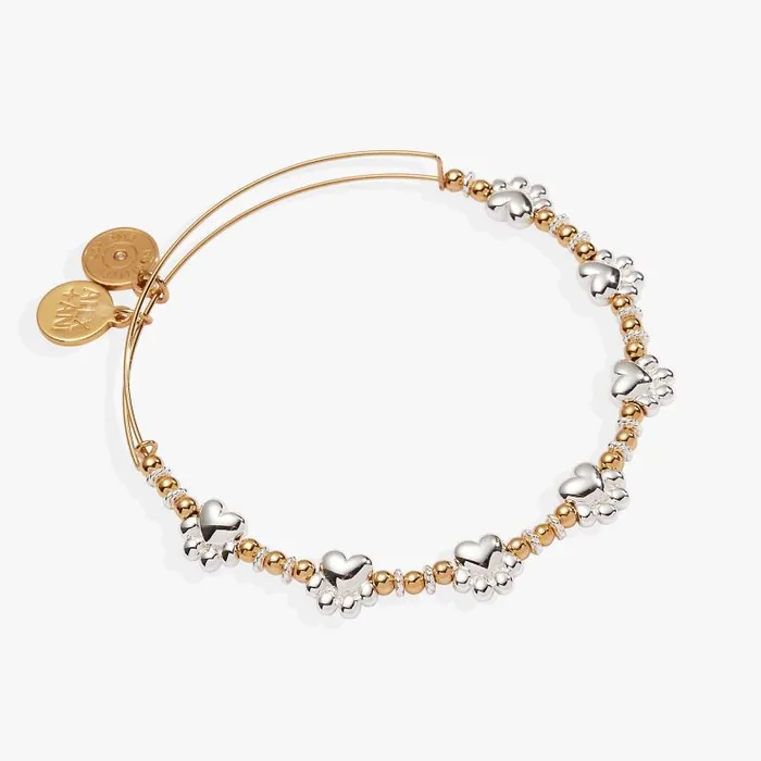 Bracelets Women Alex And Ani Paw Print Beaded Dog Bangle Two Tone