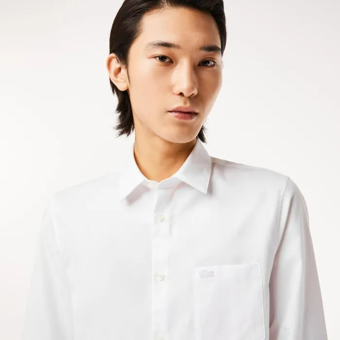 Button Down Shirts Men Lacoste Men039s Regular Fit Solid Cotton Shirt White 001