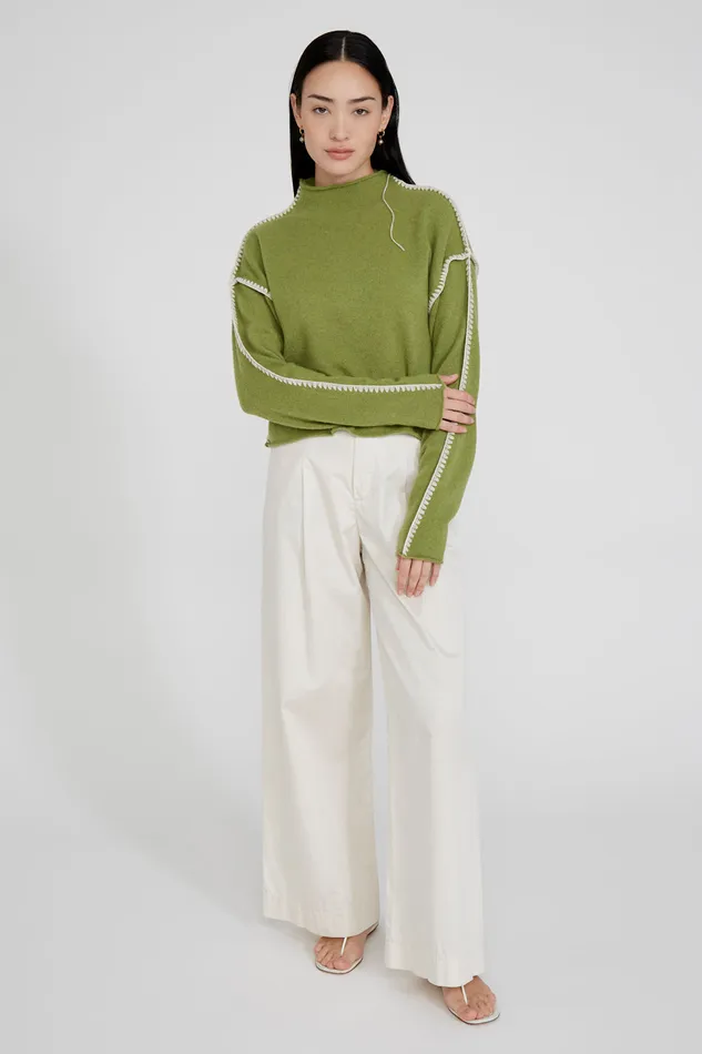 Chan Luu Knitwear Annie Cashmere Cropped Sweater Green 8211 Women