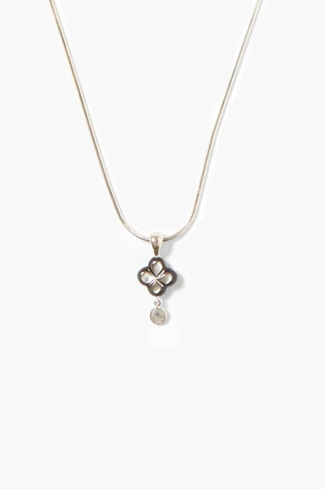 Chan Luu Necklaces Diamond Drop Clover Necklace Black MOP 8211 Women