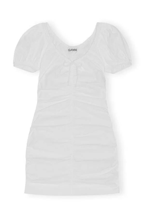 Clothing GANNI Dresses Cotton Poplin Mini Dress Bright White