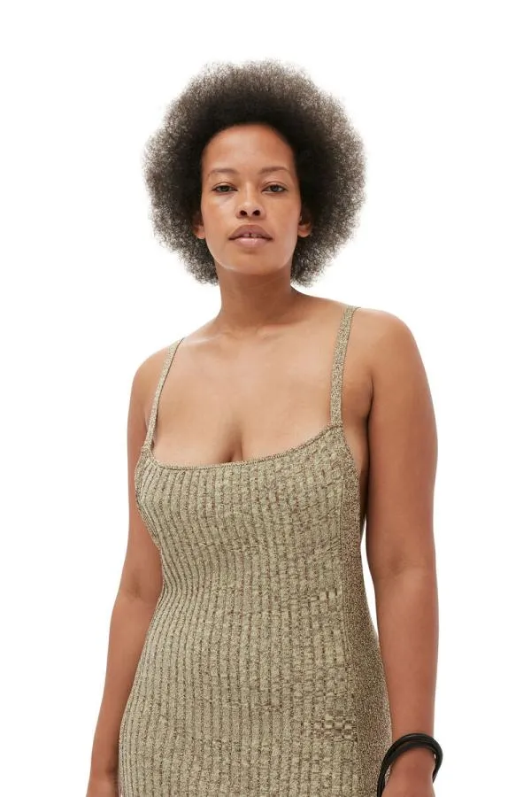 Clothing GANNI Dresses Melange Knit Maxi Dress Brandy Brown Clothing GANNI Dresses Melange Knit Maxi Dress Brandy Brown