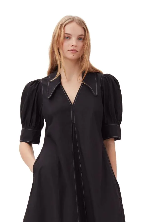 Clothing GANNI Dresses Poplin Midi Dress Black