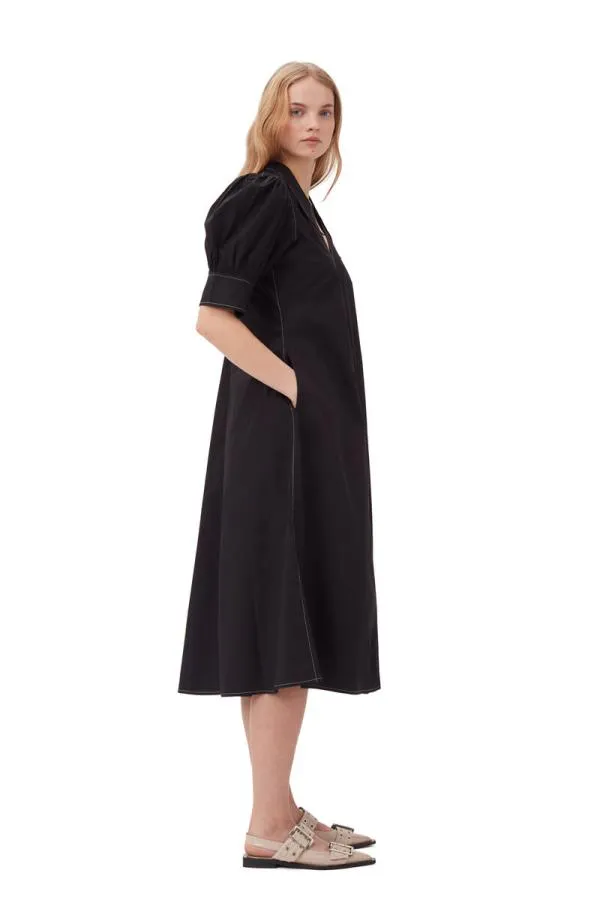 Clothing GANNI Dresses Poplin Midi Dress Black