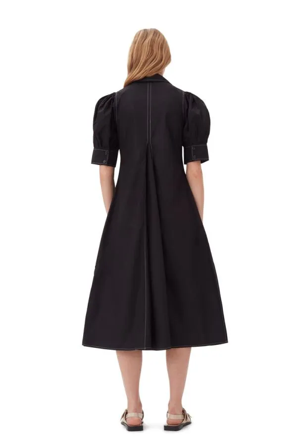 Clothing GANNI Dresses Poplin Midi Dress Black