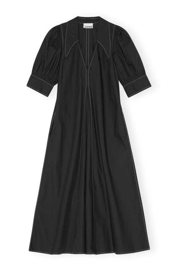 Clothing GANNI Dresses Poplin Midi Dress Black