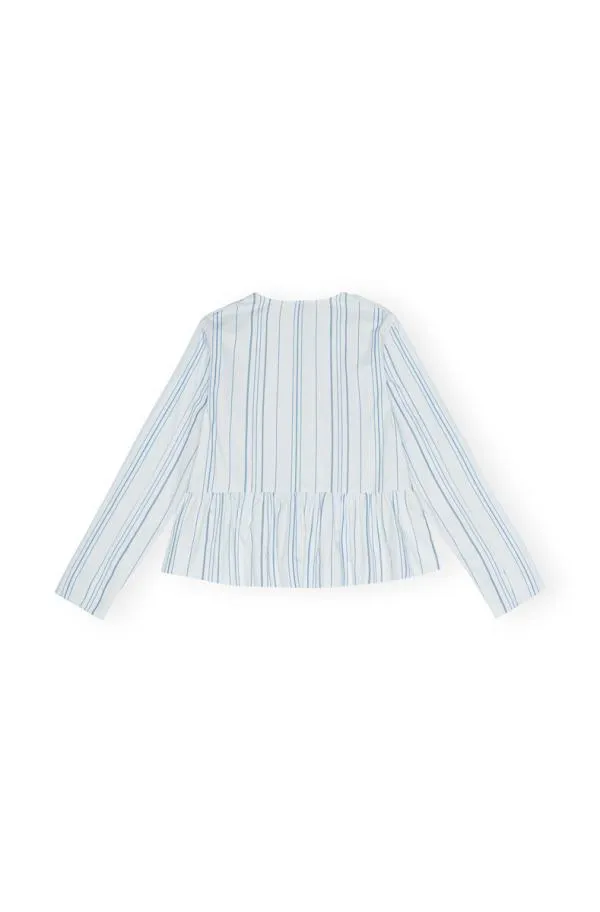 Clothing GANNI Extended Sizes Striped Twill Peplum Blouse Heather