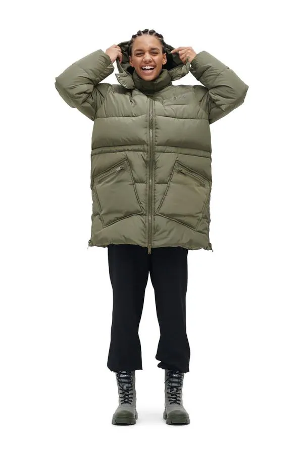 Clothing GANNI Outerwear Recycled Polyester Oversized Puffer Midi Jacket Kalamata