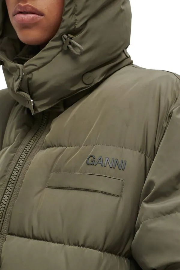Clothing GANNI Outerwear Recycled Polyester Oversized Puffer Midi Jacket Kalamata