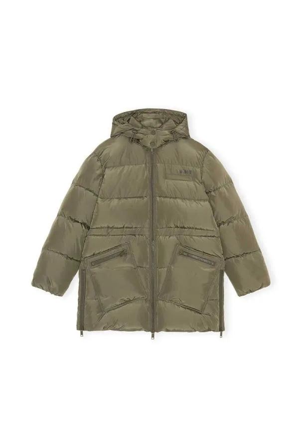 Clothing GANNI Outerwear Recycled Polyester Oversized Puffer Midi Jacket Kalamata