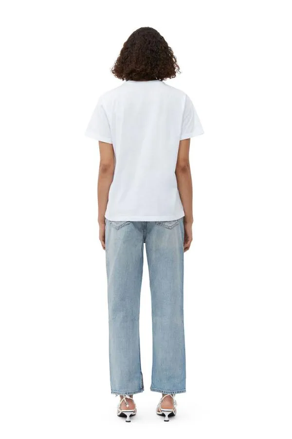Clothing GANNI TShirts Relaxed Yellow Flower Tshirt Bright White