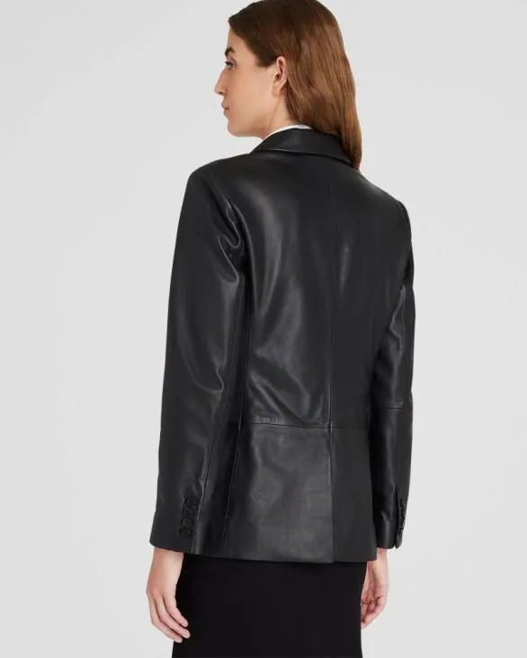 Club Monaco Blazers and Suiting SingleBreasted Leather Blazer Black 8211 Women