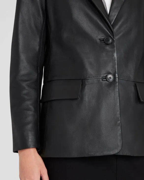 Club Monaco Blazers and Suiting SingleBreasted Leather Blazer Black 8211 Women