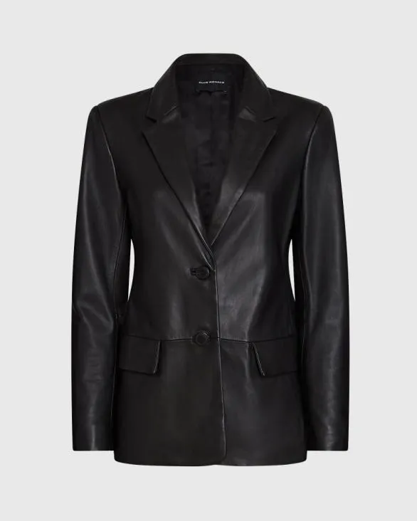 Club Monaco Blazers and Suiting SingleBreasted Leather Blazer Black 8211 Women