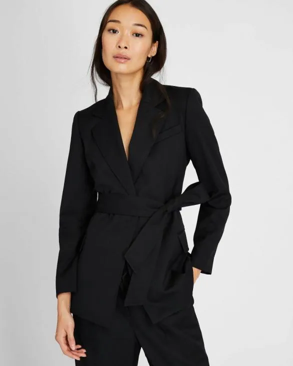 Club Monaco Blazers and Suiting Tie Waist Blazer Black 8211 Women
