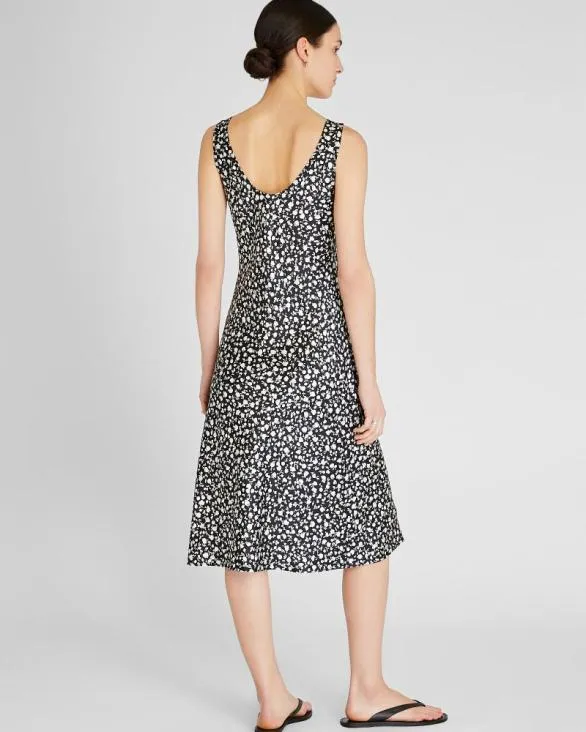 Club Monaco Dresses and Jumpsuits Printed Scoop Neck Midi Slip Dress Black 8211 Women