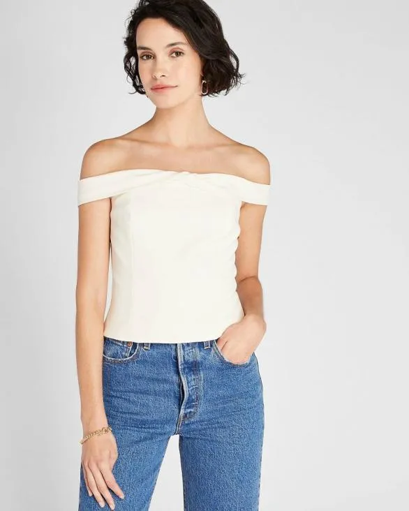 Club Monaco Tops OffTheShoulder Draped Top White 8211 Women