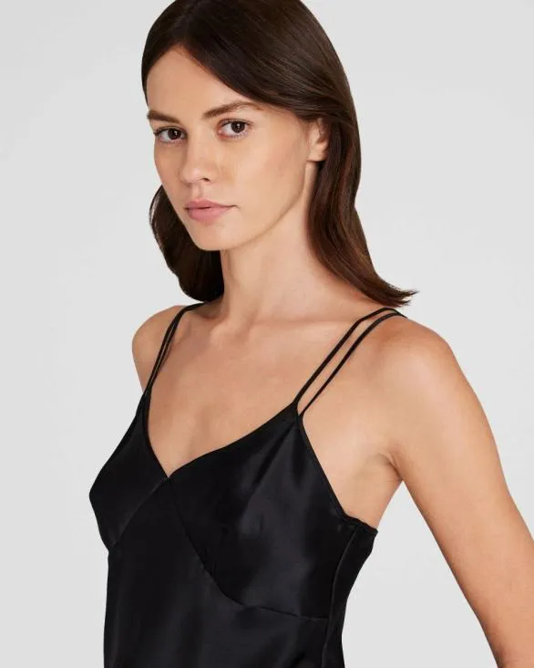 Club Monaco Tops Silk Charmeuse DoubleNeckline Cami Black 8211 Women