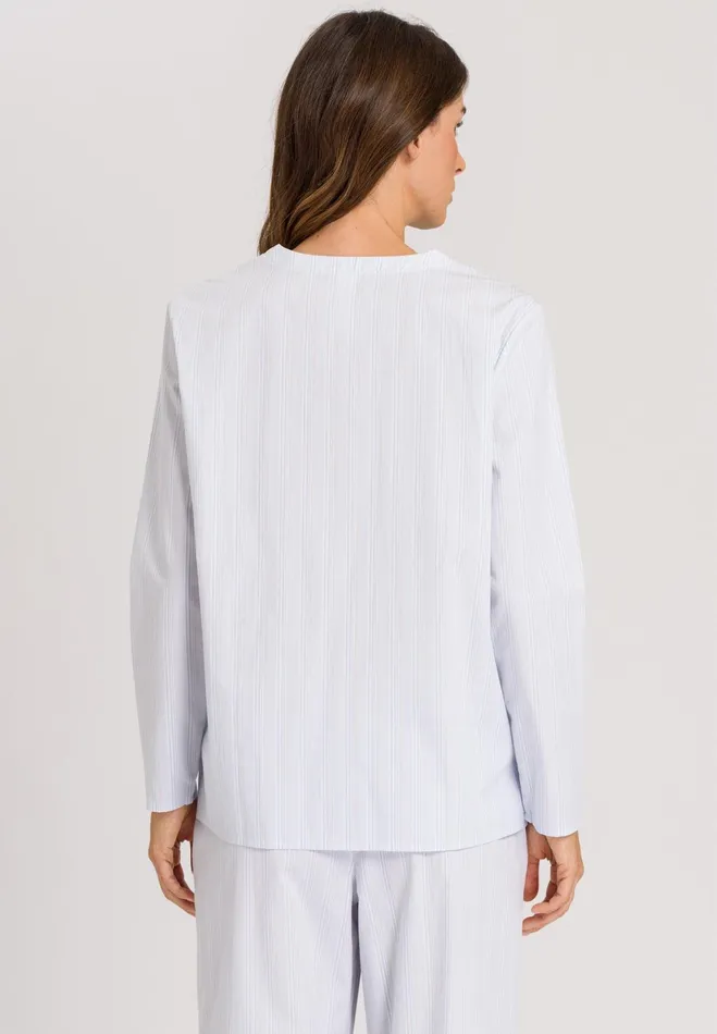 Cotton Notch Collar Shirt Dreamy Stripe Women HANRO Lounge Tops