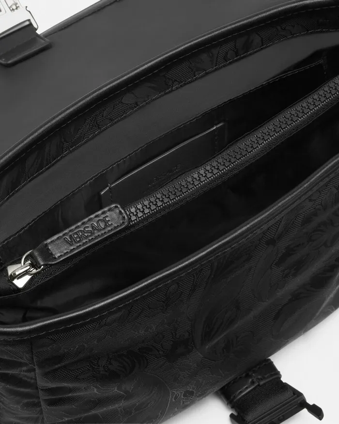 Crossbody and Messengers Men Versace Neo Nylon Jacquard Messenger Bag Black