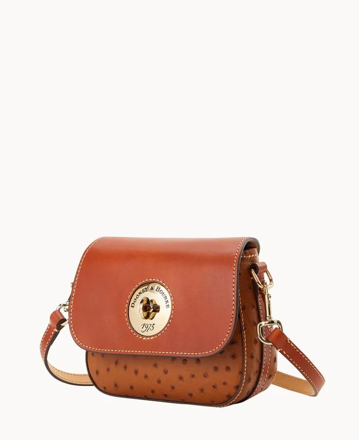 Dooney and Bourke Crossbodies Ostrich Turnlock Flap Saddle Caramel 8211 WomenMen Dooney and Bourke Crossbodies Ostrich Turnlock Flap Saddle Caramel 8211 WomenMen