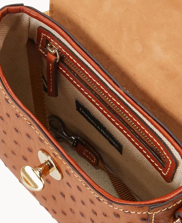 Dooney and Bourke Crossbodies Ostrich Turnlock Flap Saddle Caramel 8211 WomenMen Dooney and Bourke Crossbodies Ostrich Turnlock Flap Saddle Caramel 8211 WomenMen