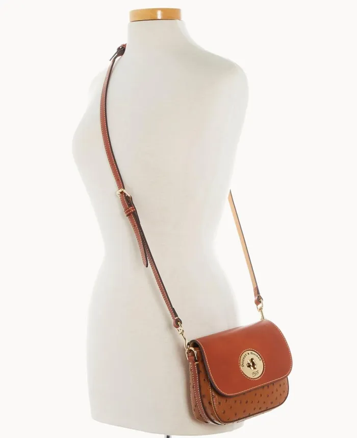 Dooney and Bourke Crossbodies Ostrich Turnlock Flap Saddle Caramel 8211 WomenMen Dooney and Bourke Crossbodies Ostrich Turnlock Flap Saddle Caramel 8211 WomenMen