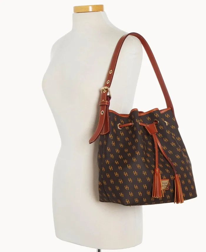 Dooney and Bourke Shoulder Bags Gretta Aimee Drawstring Brown Tmoro 8211 WomenMen