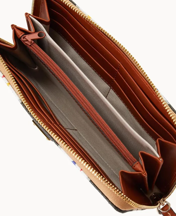 Dooney and Bourke Wallets NFL Steelers Large Zip Around Wristlet Steelers 8211 WomenMen