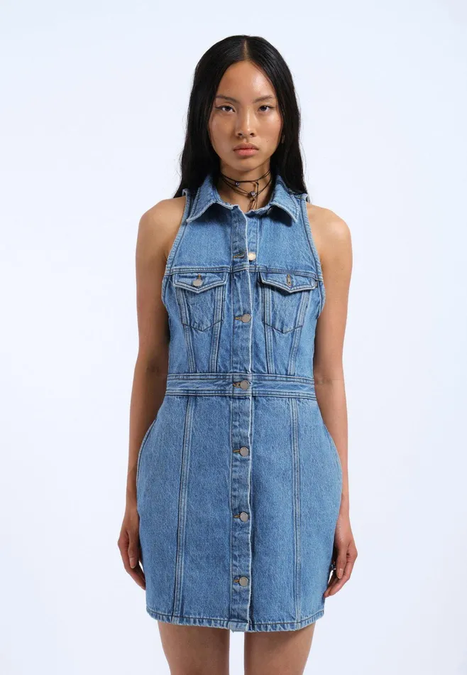 Dr Denim Skirts and Dresses Women Kinsley Dress 8211 Stream Sky Retro Stream Sky Retro