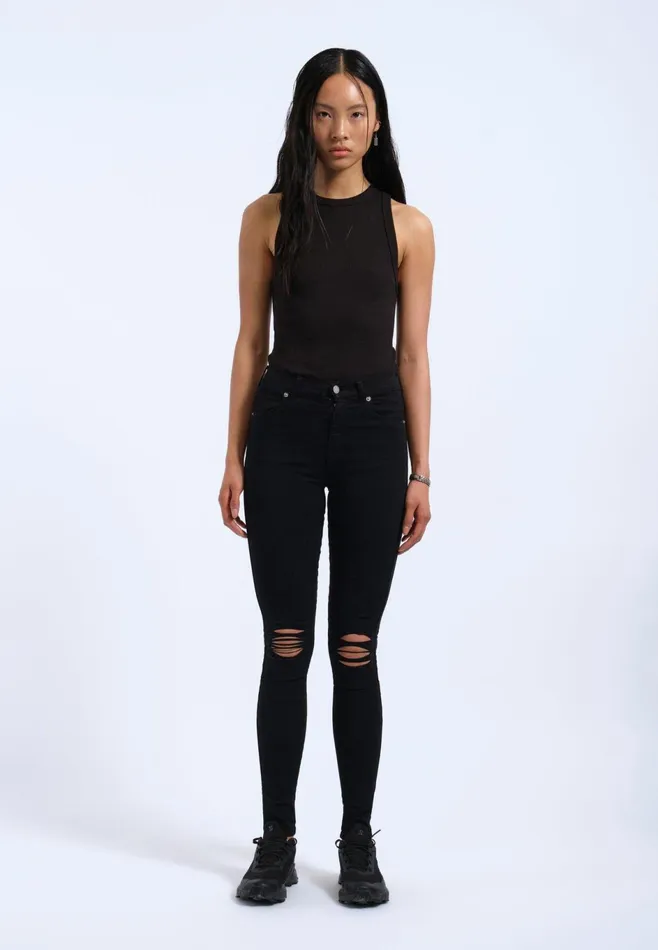 Dr Denim Super Skinny Women Lexy 8211 Black Ripped Knees Black Ripped Knees