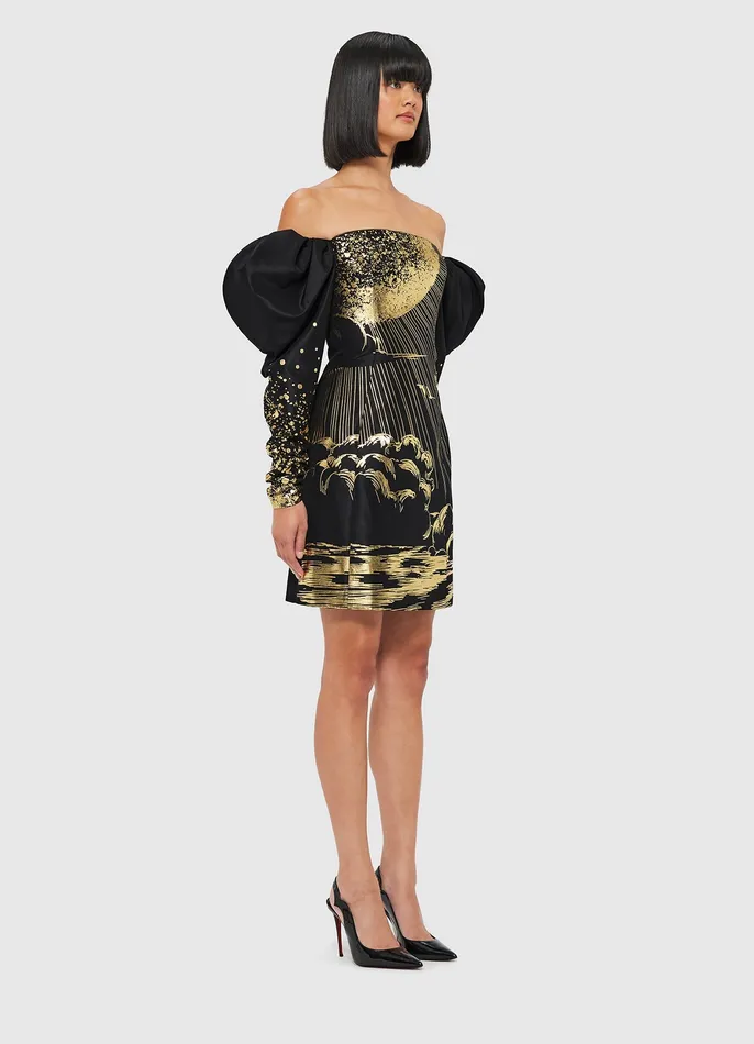 Dresses and Jumpsuits Women LEO LIN Gillian Off Shoulder Bustier Mini Dress 8211 Moonlight Print