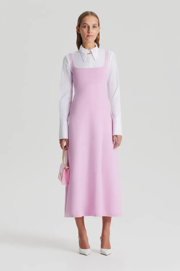 Dresses CREPE KNIT SQUARE NECK DRESS MAUVE Scanlan Theodore Women