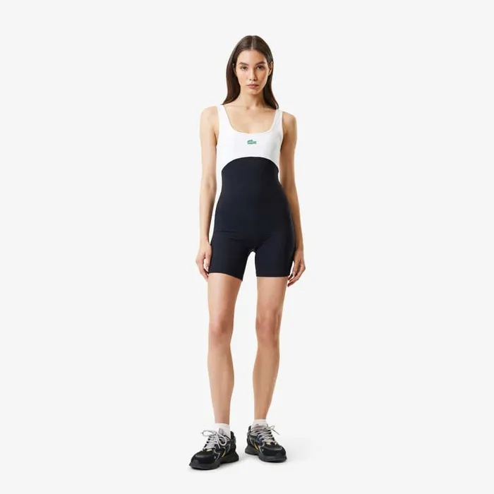 Dresses Women Lacoste Women039s Lacoste X Bandier All Motion Coloblock 6034 Bodysuit Black 031