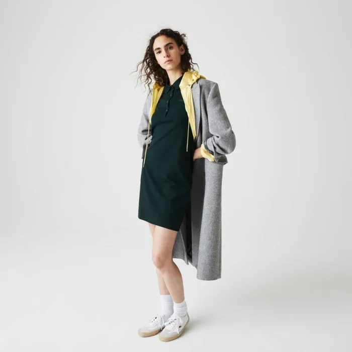 Dresses Women Lacoste Women039s Slim Fit Stretch Cotton Piqu Polo Dress Forest Green Yzp