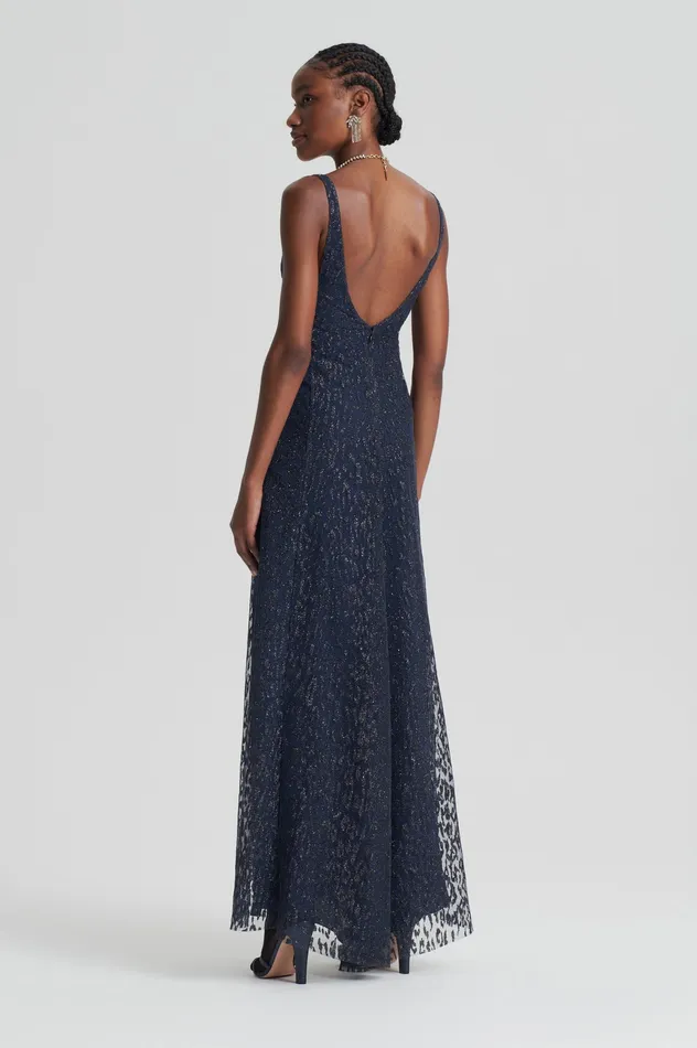 Dresses Women Scanlan Theodore TINSEL PRINT GOWN NAVY