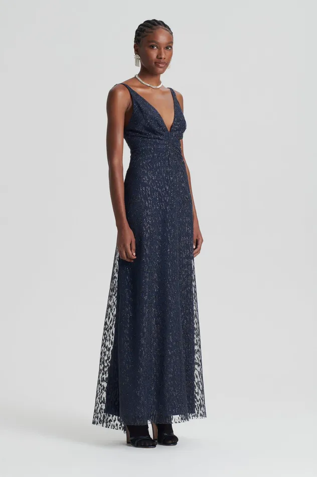 Dresses Women Scanlan Theodore TINSEL PRINT GOWN NAVY