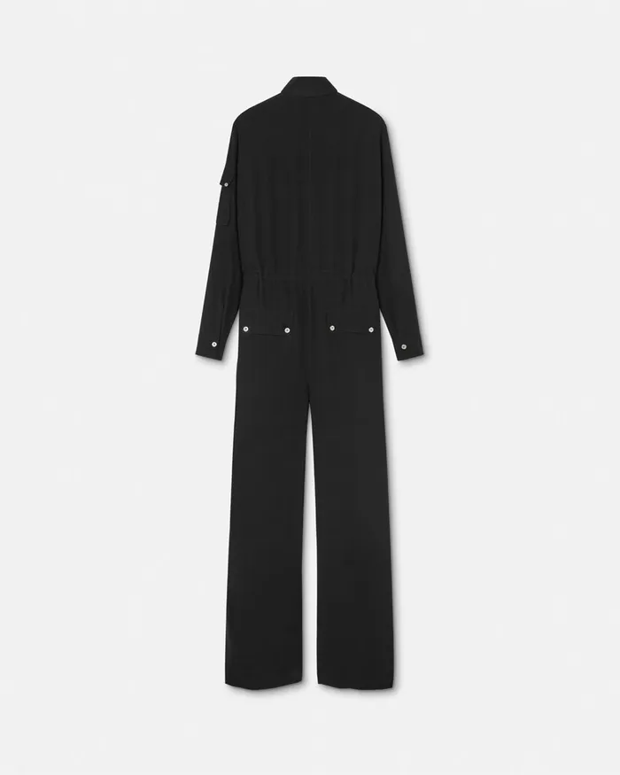 Dresses Women Versace Silk Crpe Lavallire Jumpsuit Black
